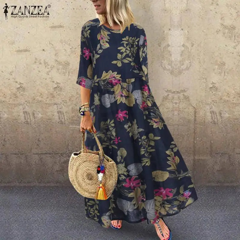 Belle Duvaar Oversized Floral Boho Sundress — Elegant Modest Maxi