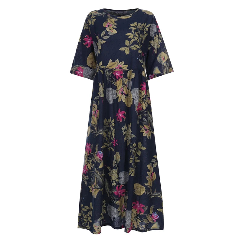 Belle Duvaar Oversized Floral Boho Sundress — Elegant Modest Maxi