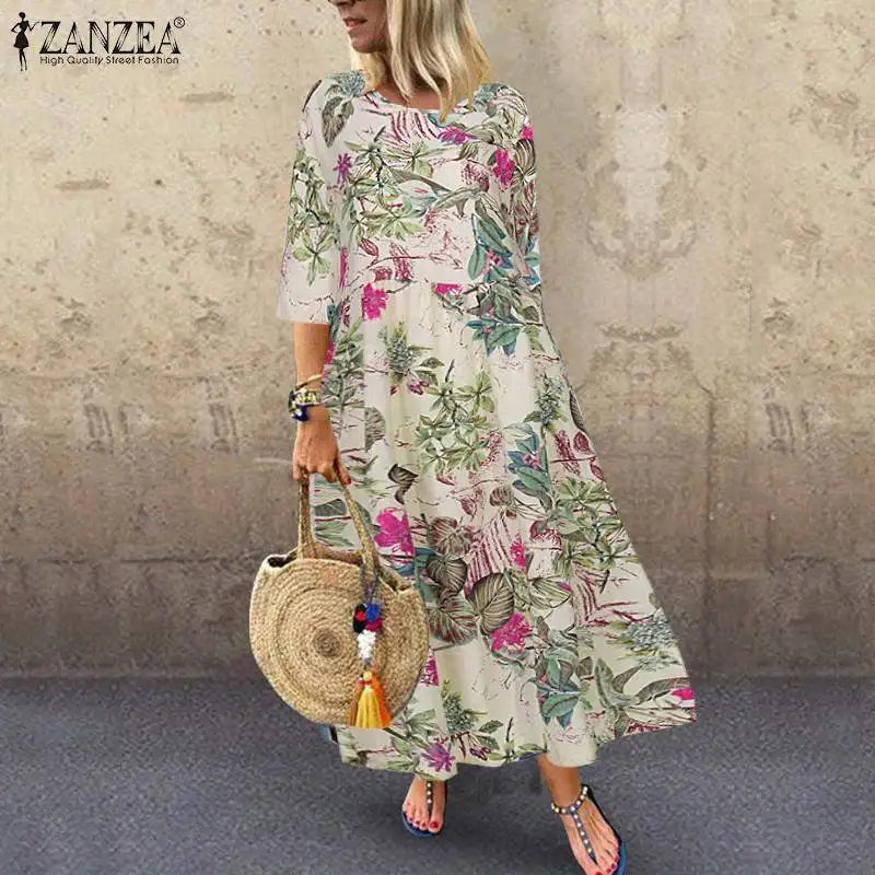 Belle Duvaar Oversized Floral Boho Sundress — Elegant Modest Maxi
