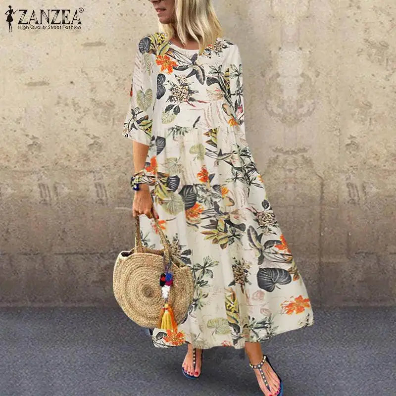 Belle Duvaar Oversized Floral Boho Sundress — Elegant Modest Maxi