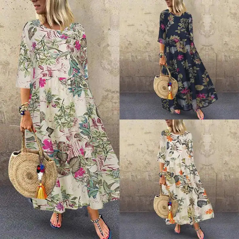 Belle Duvaar Oversized Floral Boho Sundress — Elegant Modest Maxi